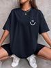 2026 Summer Happy Expression Printed Unisexs Short Sleeve Street Hip Hop Tee Clothing Breathable Tops Crewneck Unisex Tshirts Top
