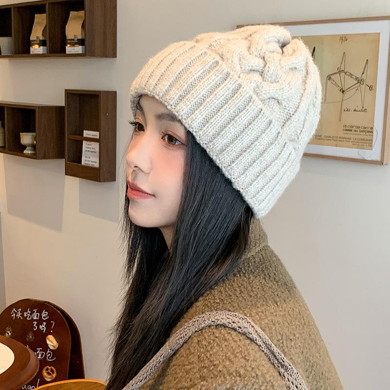 Winter Wool Hat Women's Warm Fashion Twist Knitted Hat