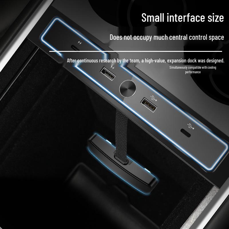 Tesla Model 3/Y USB Hub: Multi-Port Docking Station with PD Fast Charging for Center Console