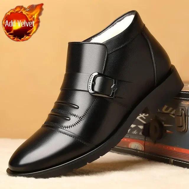 

Зимние Новые Черные Мужские Снежные Ботинки Рабочие Теплые и Морозостойкие Меховые Уличные Походные Повседневные Модные Водонепроницаемые 38