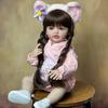 55cm 22Inch Reborn Dolls Full Silicone Body Baby Girl with Long Brown Hair, Lifelike Princess Toddler Bebe Newborn Christmas Gift