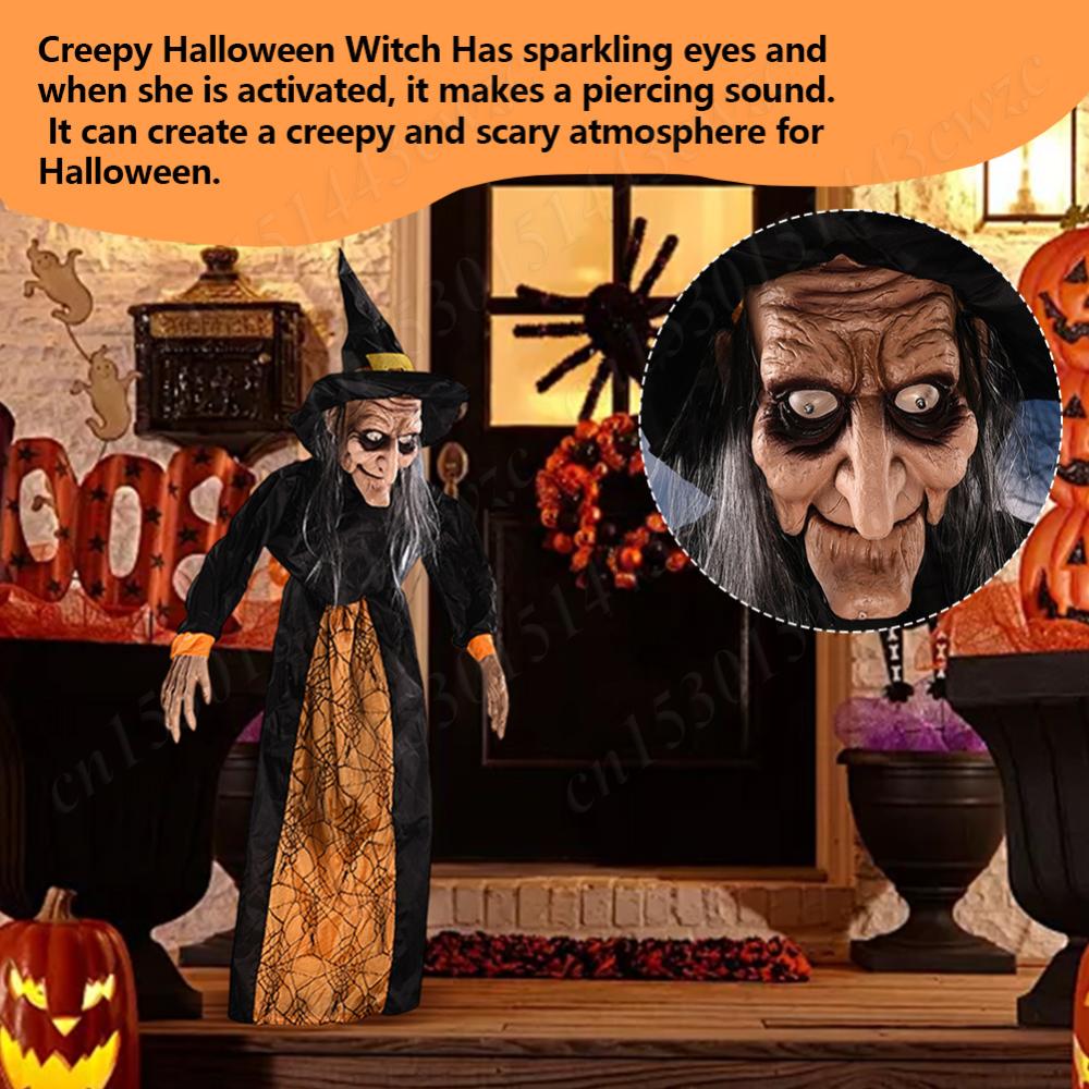 Halloween Decoration Voice Control Witch Large Hanging Ghost Luminous Soundmaking Bar Ghost House Horror Decoration Horror Toy
