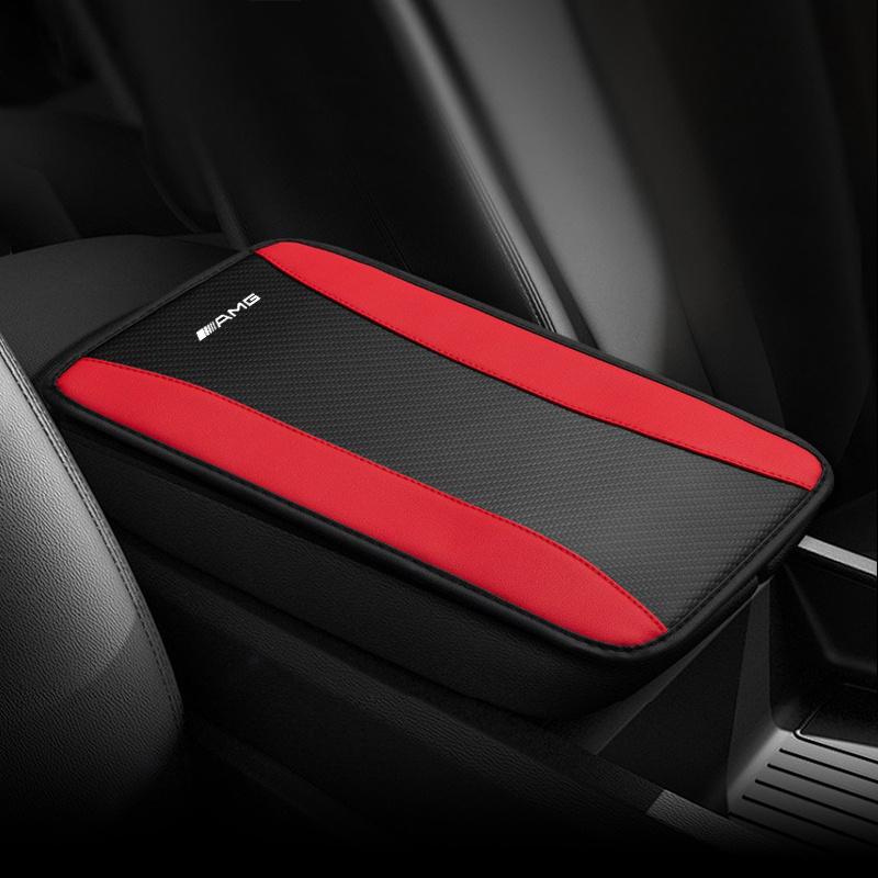 High-end Leather Car Armrest Pad Cover Auto Seat Armrests Storage Protection Cushion For Mercedes Benz AMG A C GLC GLE CLA Class BV4