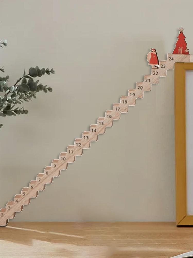 24day Christmas Advent Calendar 2026 Wooden Ornament Santa Claus Climbing Stairs Calendar Home Decoration Desk Sign  Xmas Gift