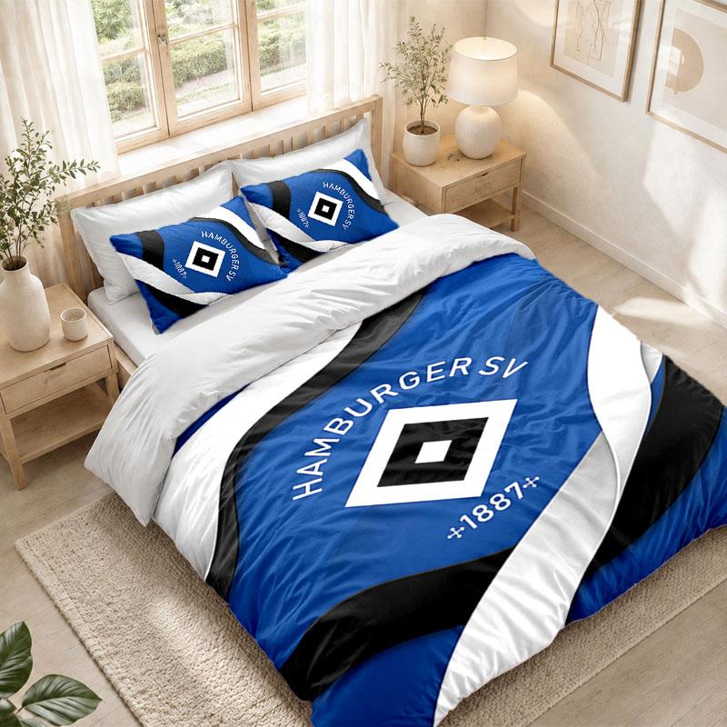 Bedding Set 1 Duvet Cover 2 Pillowcases Hamburger SV Football Print Bedroom Home Decoration