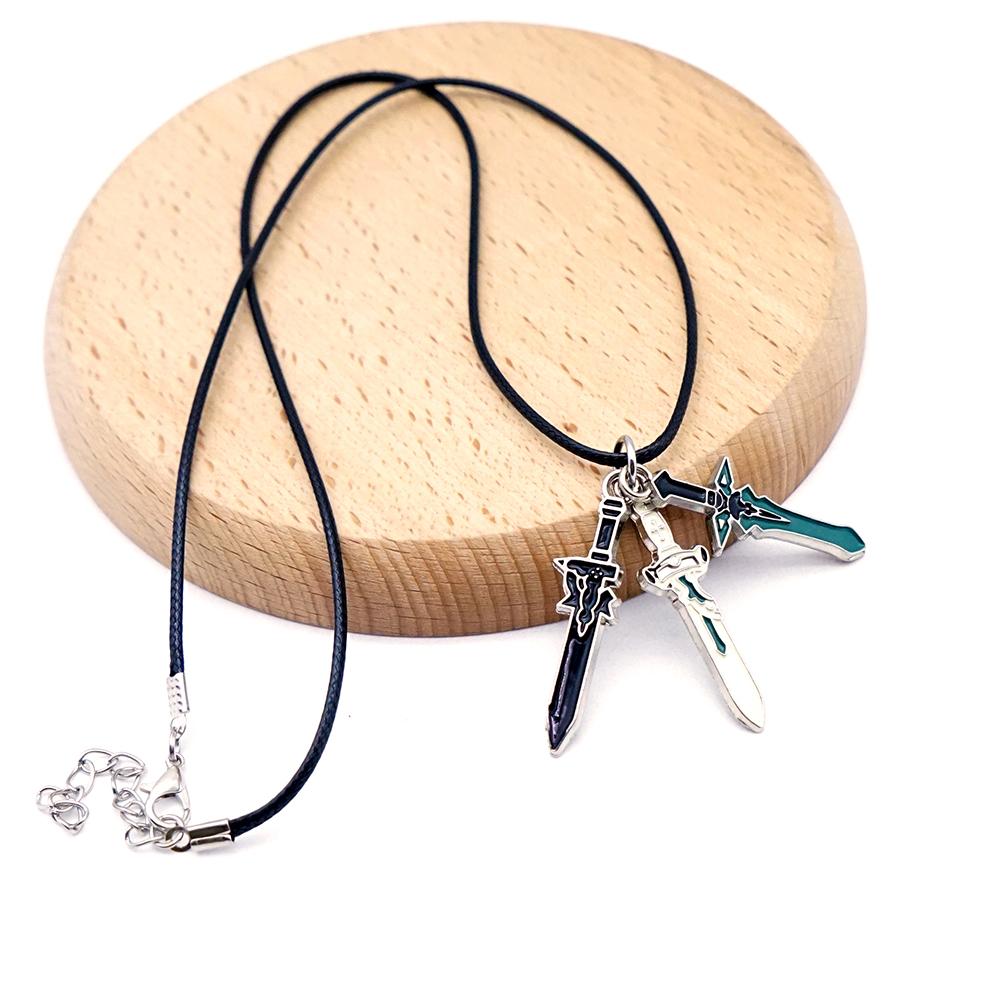 Anime Sword Art Online Necklace for Men Elucidator DARK REPULSER Sword Set Necklace Jewelry Pendant Chains Choker Collares Gift