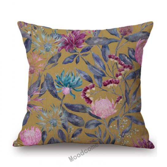 Home Decoration Flower Floral Oil Painting Sofa Throw Pillow Case Cotton Linen Bench Chair Seat Cushion Cover