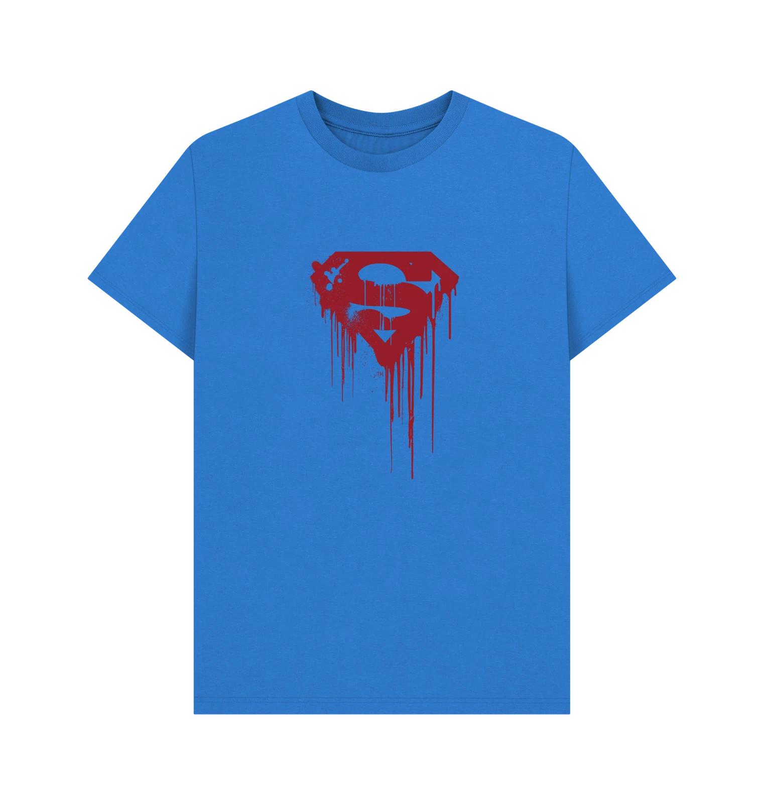 PREMIUM OFFICIAL Superman Superman Official Drip Shield Graphic Bright Blue T... M