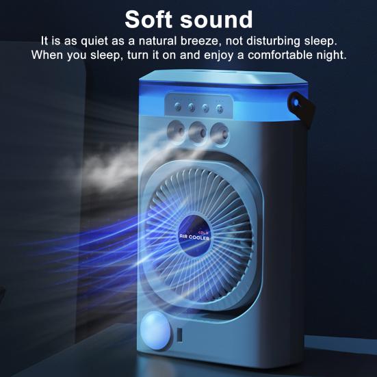 Portable Air Conditioner Desk Cooling Fan with Colorful Lights Strong Airflow Low Noise Table Spray Fan with Water Tank