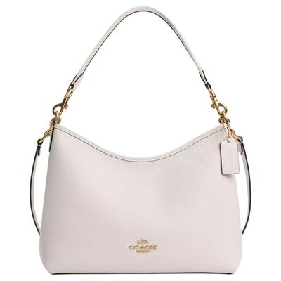 Bolsa Tote com Fecho de Zíper Laurel 31 Logo Couro Granulado Bolsa Transversal de Ombro Grande para Mulheres Dourado Chalk CR148-IMCHK