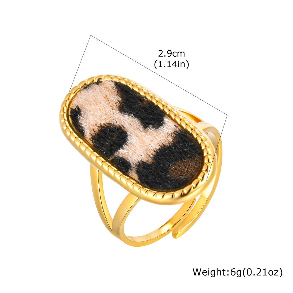 Modisches Plüsch-Leopardenmuster Breites Armband für Damen, 18K Goldfarbener Edelstahl Offener Armreif, Charm Luxus Schmuck
