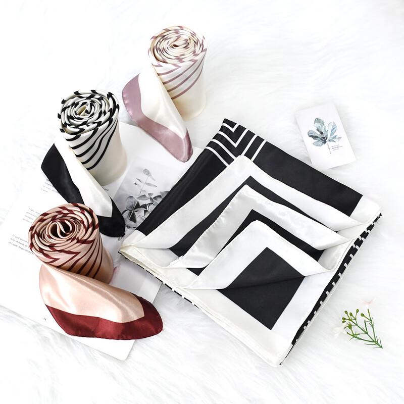 Elegant Striped Satin Square Scarf