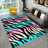 3D Fargerikt Sebra-mønster Områdeteppe, Teppe for Stue Soverom Sofa Kontor Dørmatte Dekorasjon, Sklisikker Gulvmatte for Barn