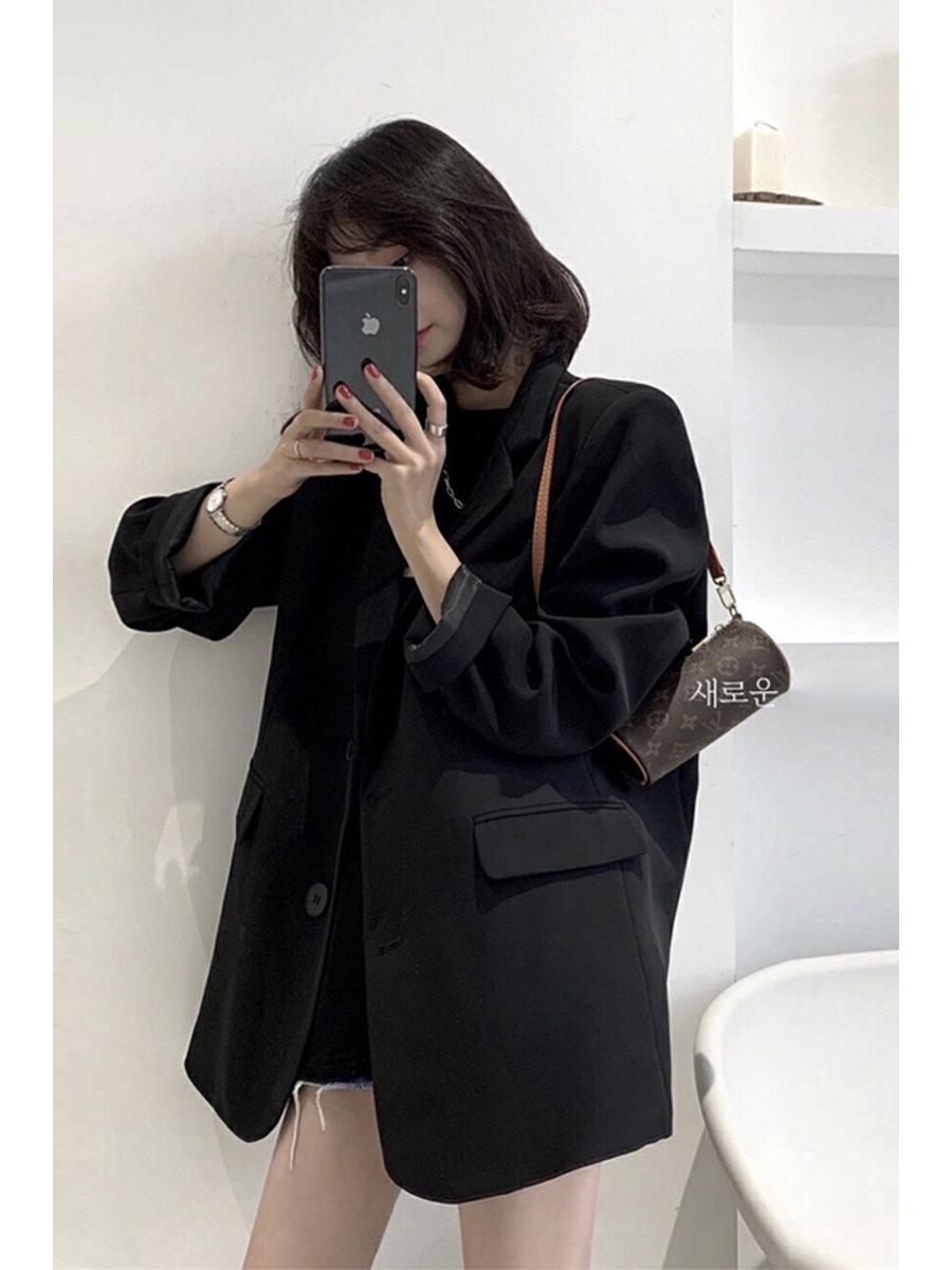

Women s Black Petite Suit Jacket - Casual Korean Style Spring/Autumn Blazer M чорний