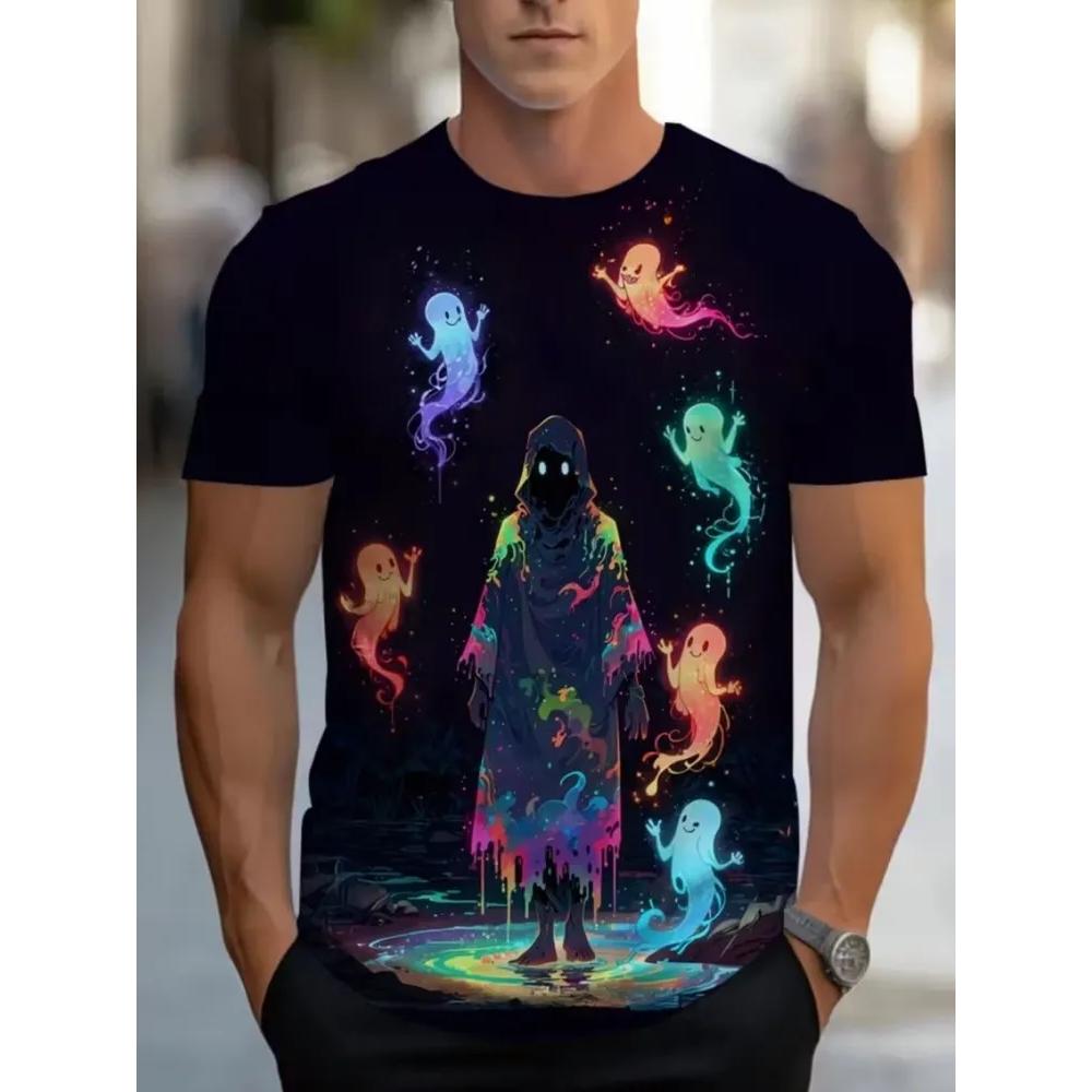 Men's Ghost Casual Versatile Top Daily Comfort Short Sleeve Fashion T-Shirts Men’s