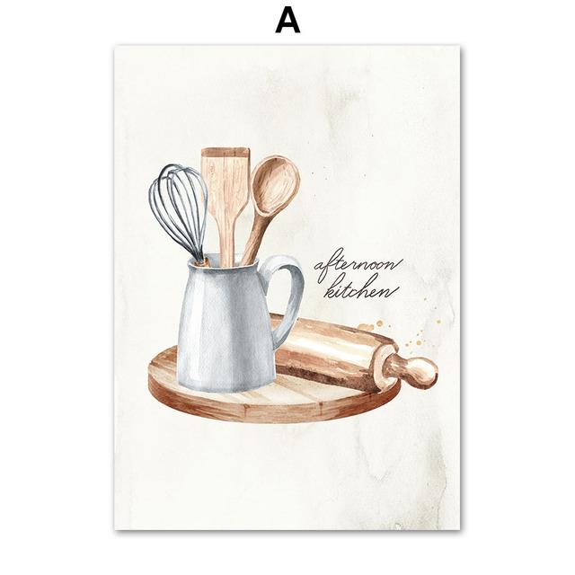 

Кухонная утварь, художественная картина, безрамный скандинавский настенный декор, холст, картина, безрамный кухонный нож и вилка, постер, домашний декор 21*30cm