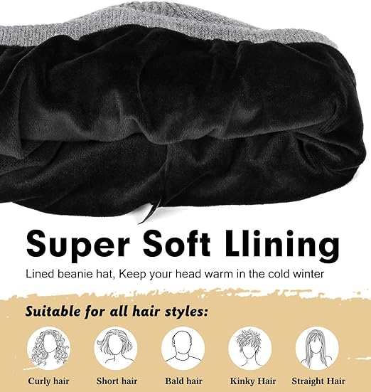 60-65Cm  Big Head Wool Blended Knitted Hats Men Winter Keep Warm Thickened Toand Beanies Large Size Cold Skullies Ski Golf Cap