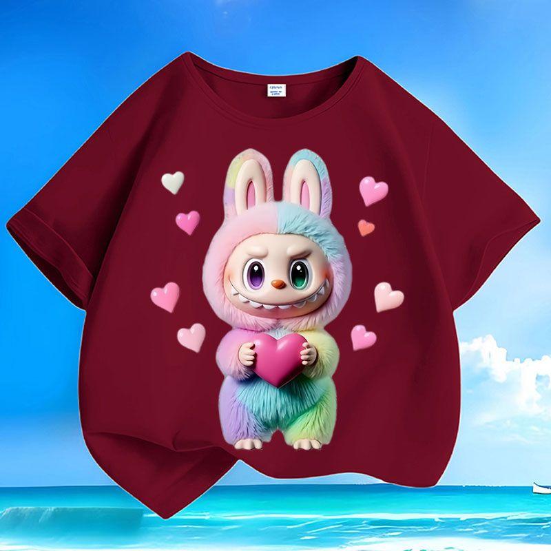 Children's Fashionable Pure Cotton Top, Cute Loose T-shirts for Boys and Girls  Summer
