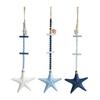 Wooden Starfish Nautical Wall Art Coastal Theme Hanging Wall Decor with Beads And Jute Rope Rustic Beach Room Decor for Living Room Bedroom