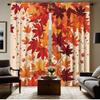 2pc Autumn maple leaf pattern curtains   polyester fabric   machine washable   suitable for bedroom and living room decoration