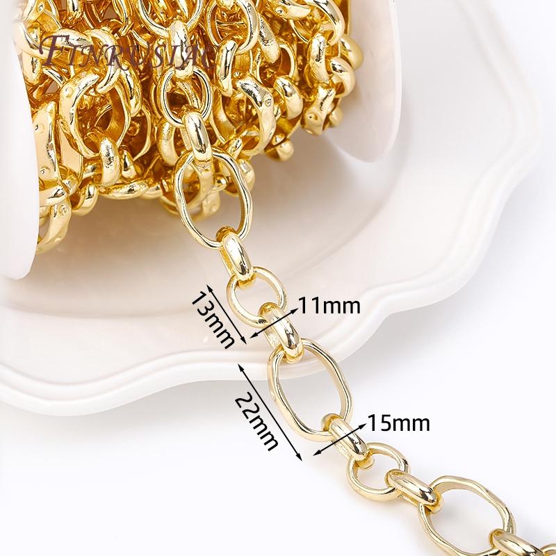 14K Gold Plated Brass Metal Thick Wide Big Chains For Making Necklace Accessories DIY Jewelry Making Chains Multi Styles