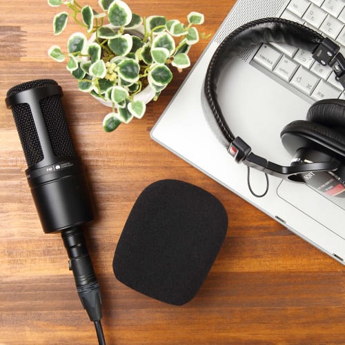 GONKISS Microphone Sponge Cover, Large, Microphone Windscreen for Condenser Microphones Such As the AT2035, Black