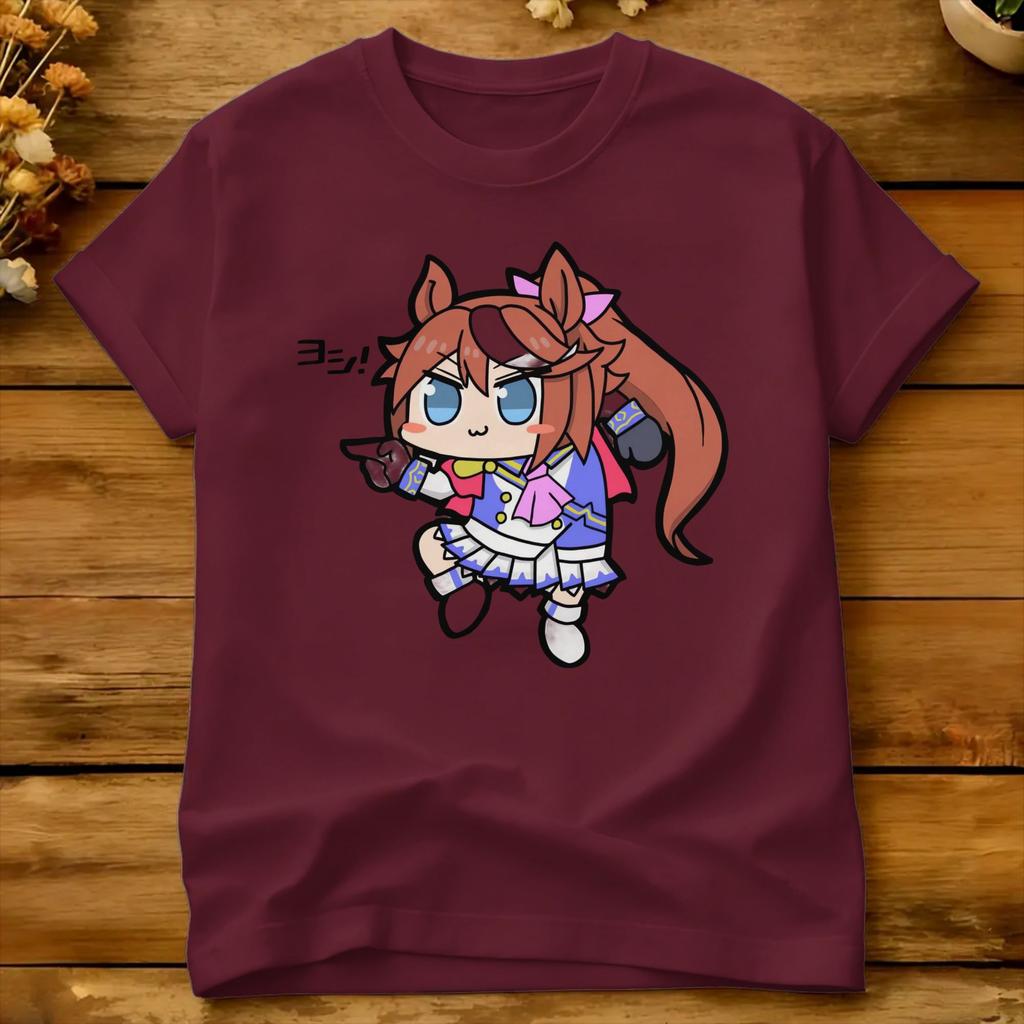 Streetwear Tshirt Uma Musume Tokai Teio Chibi Dynamic Cotton Tshirts Hippie Tshirt For Unisex Beach Y2k Short Sleeve Tops