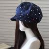 Polka Dot Letter Embroidery Beret Female Autumn High Sense Versatile Octagonal Hat Retro Literary Painter Hat