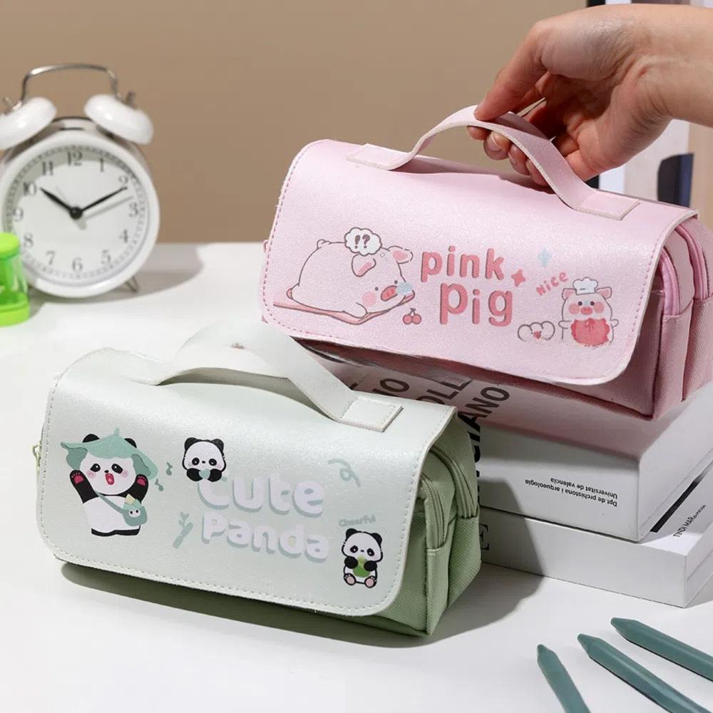 Bunny Rabbit Stationery Bag Piggy Cartoon Panda Pencil Case Flip Capybara Pen Bag  Teens Girls Boys