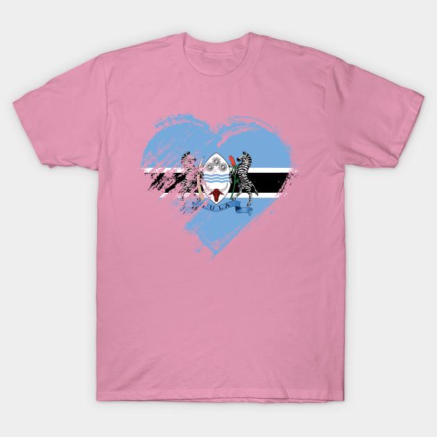 T Shirt Women Grungy I Love Botswana Heart Flag Harajuku Print Kawaii Tshirt Summer Short Sleeve Female T-Shirt Top Tee