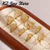 Irregular Geometric Adjustable Rings For Women Gold Color Stainless Steel Waterproof Dolphin Fish Anillos Heart Dainty Jewelry