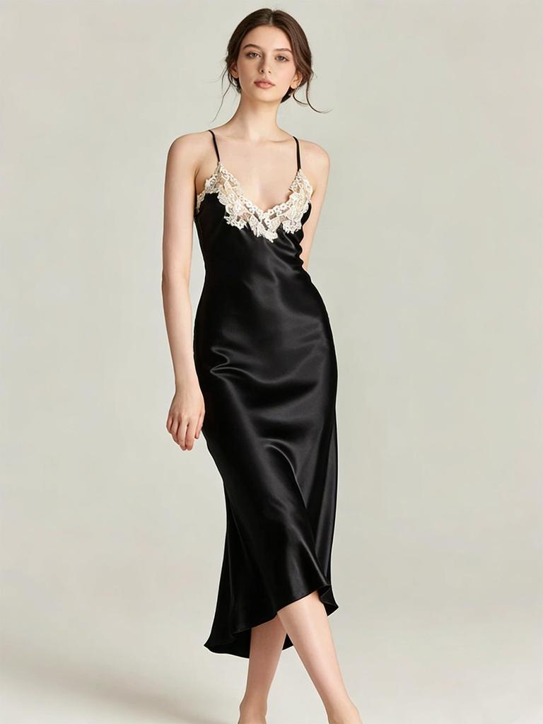 High-Definition Lace-Edge Acetate Dress for Seaside Vacations, Weddings, and Parties