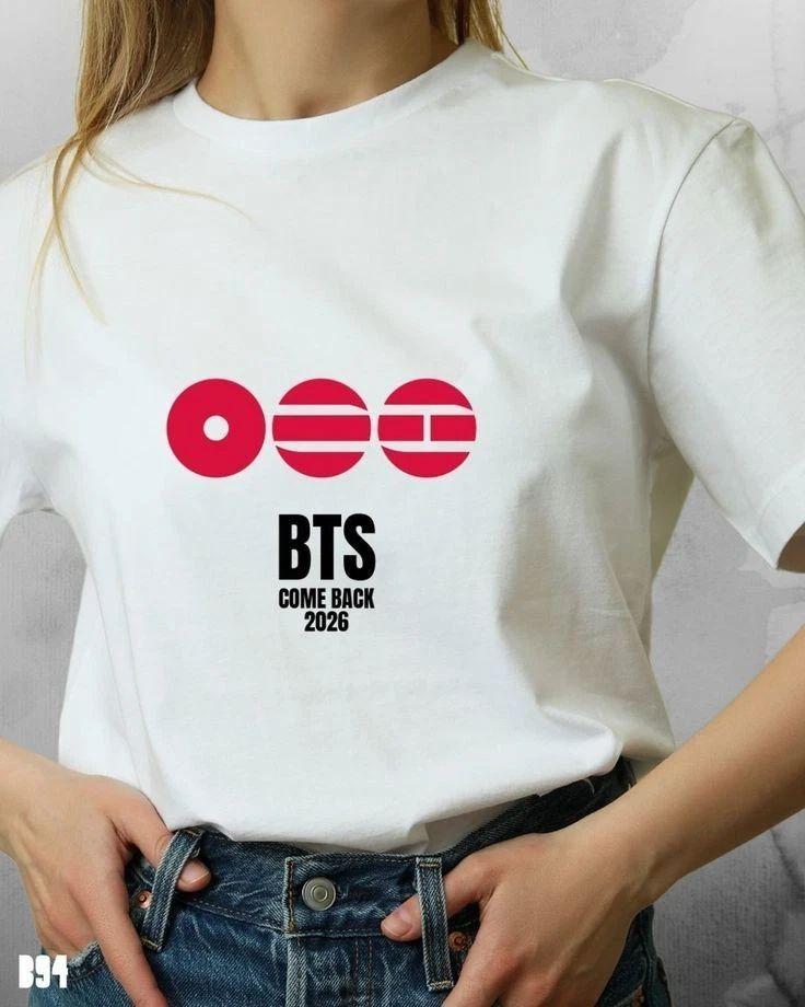 Comeback 2026 Minimal Logo Fan Design T-shirt Kpop T-Shirt Fan Tee Casual Loose Crew Neck T-shirt Unisex K Pop Tops L