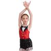 Kinder Mädchen Latin Dance Glänzenden Pailletten Ärmelloses Rundhals Quaste Saum Trikots Skating