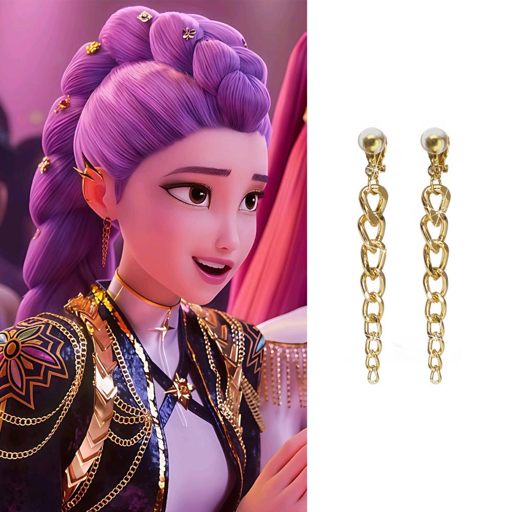 Kpop Demon Hunters Rumi's Exquisite Earrings, Studs, Chains, Pendants, and Earring Sets (No Need for Ear Piercing)