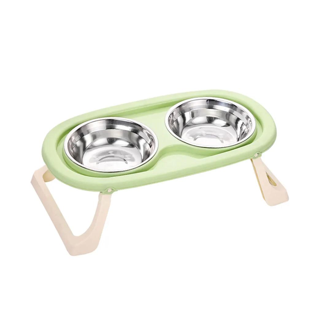 1 Foldable Stainless Steel Pet Bowl, Cat and Dog Food Bowl with Neck Protection for High Feet