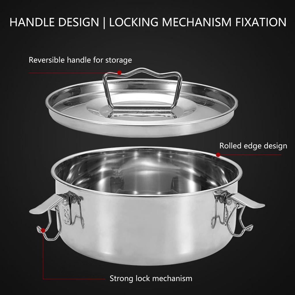 Stainless Steel Flan Mold Pan 304 Stainless Steel with Secure Seal Lock and Lid For Baking Quiche Pie Cake Kitchen Tool
