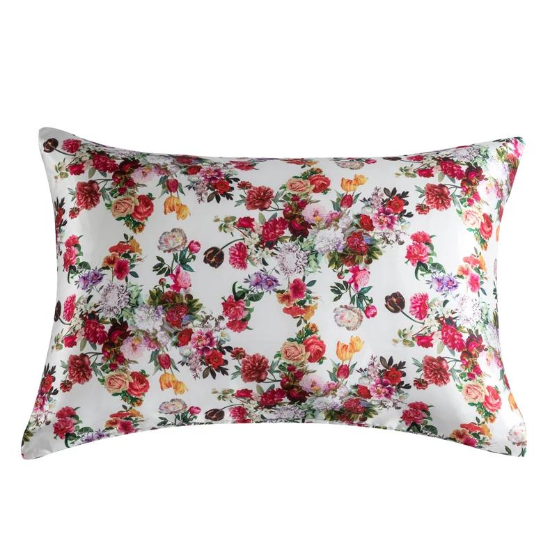 1 Pcs Silky Satin Body Pillow Case Long Bedding Pillow Cover Emulation Silk Floral Printing Pillowcase King Queen Size