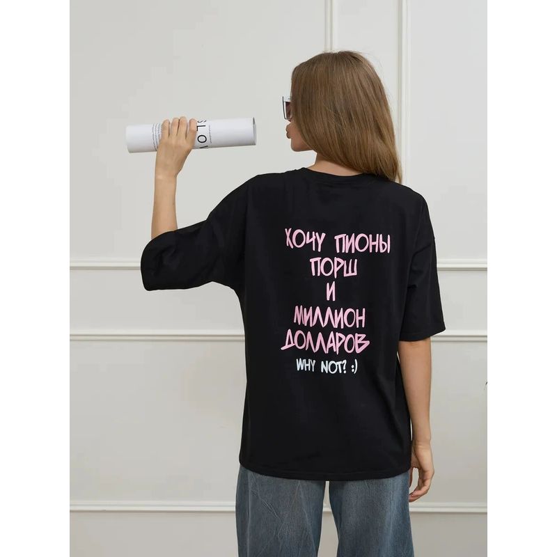 Loose Printed T-shirt Western Style New Fashion Loose Casual Print Letters Cotton T-shirt Top