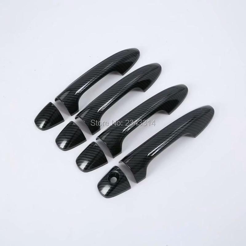 For Toyota Fortuner SW4 AN150 AN160 2015- Carbon Fiber Door Handle Cover Overlay Panel Frame Chrome Car Styling Accessories