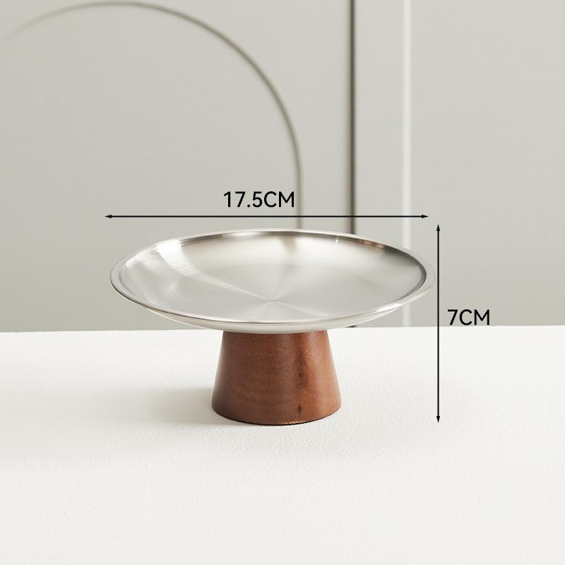 Luxury Acacia Wood & Stainless Steel Fruit Bowl for Coffee Table