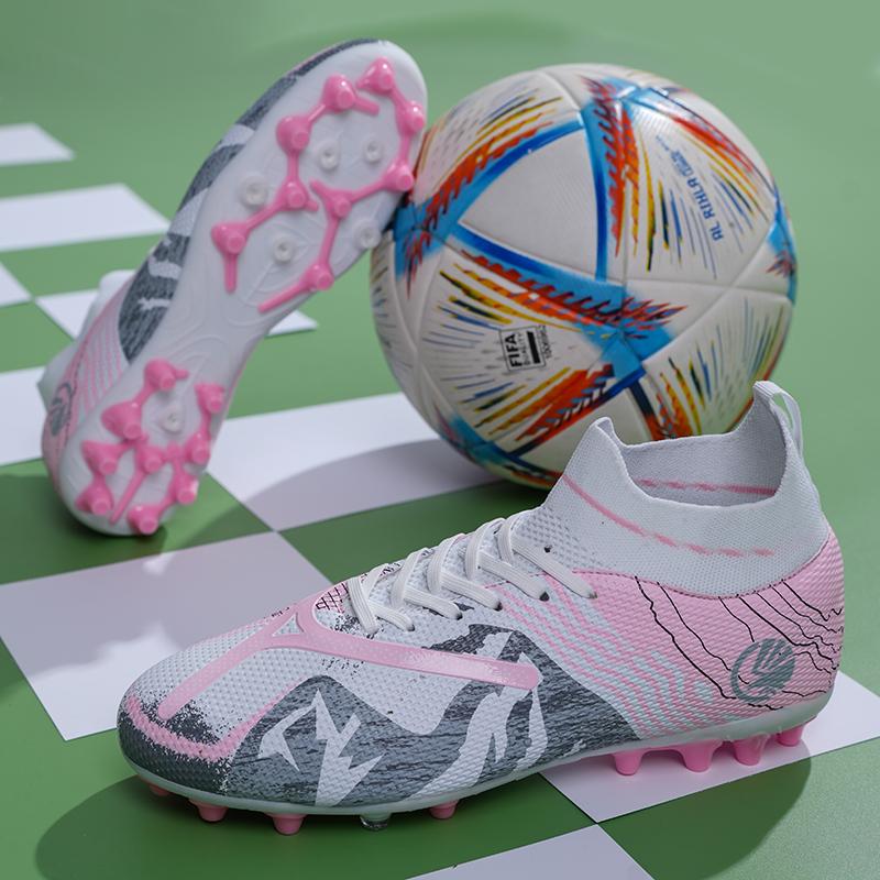 34-45 Men's High-top Football Shoes Large Size Children's Artificial Lawn AG Long Nail Green Football Boots Training Black Sneakers