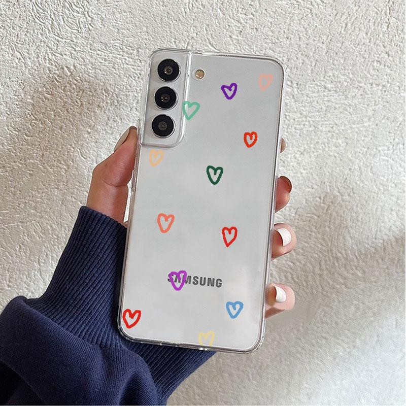 Love Heart Clear Case For Samsung Galaxy S22 S20 FE S21 S10 S9 Plus Note 20 Ultra 10 Lite Soft Phone Shell