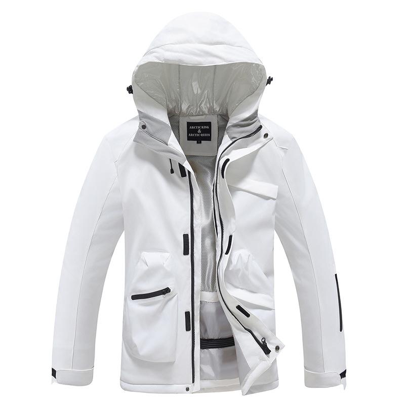 

Лыжная куртка для женщин и мужчин, сноубордическая куртка, водонепроницаемая, ветрозащитная, утепленная, зимняя, для горных и зимних видов спорта, с капюшоном, теплая, с карманами XXXL белый