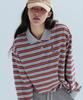ANNEHEARTS Wide Stripe Collar Polo Tee_Gray