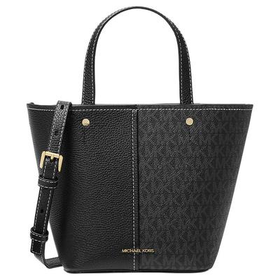 MK Flora Adjustable Detachable Shoulder Strap Coated Canvas Tote Bag Women Tote Bags Black 32T5GFFC1B-BLACK