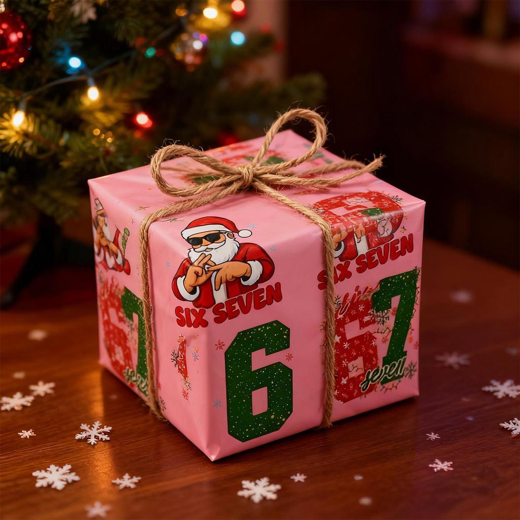 Christmas Wrapping Paper 67 Number Pattern Decorations 35.43x19.69 inches Festive Wrapping Papers for Adults Children Parties