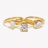 E.B.belle Wave Drop Round Zircon Ring Waterproof Minimalist 316L Stainless Steel Women's Rings 18K Gold Plated Accessories