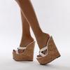 Summer Super High Heels Wedges Heel Women Slippers Fashion Open Toe Platform Sandals  Party Shoes