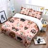 Cute Dogs with Hearts Pattern Bedding Duvet Cover Set Duvet Cover Pillowcases  (1*Duvet Cover 2*Pillowcases, Without Duvet Insert)